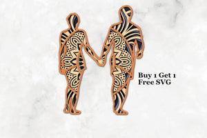 3D Couple SVG DXF 4 Layer - Valentines day Svg-Rishasart