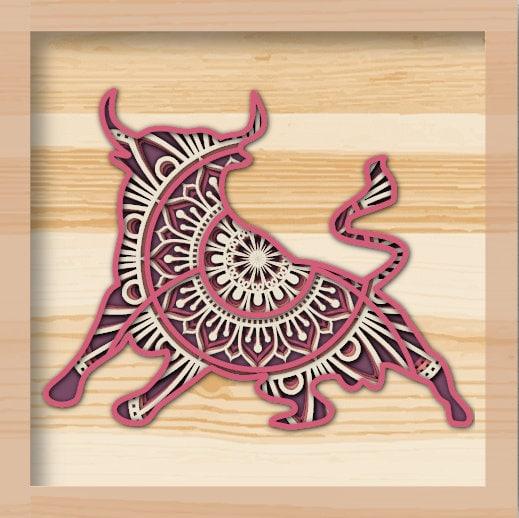 Bull SVG 5 Layer 3D Mandala SVG PNG-Rishasart