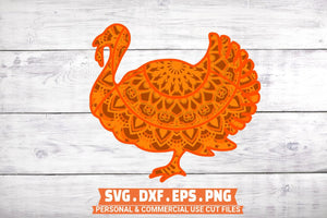 3D Thanksgiving Layer SVG Bundle - 4 Layers Turkey Mandala SVG-Rishasart