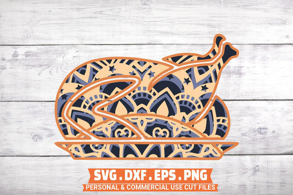 3D Thanksgiving Layer SVG Bundle - 4 Layers Turkey Mandala SVG-Rishasart