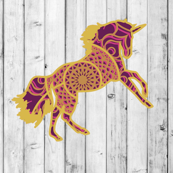 Layered Unicorn Mandala SVG DXF - Kids Birthday 3D Mandala Svg - Svg files for Cricut, Laser Cut files-Rishasart