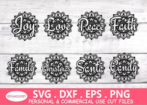 Christmas Mandala SVG Bundle - 8 Designs-Rishasart