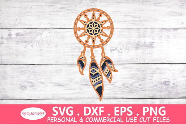 3D Dream Catcher SVG DXF files - Boho Svg-Rishasart