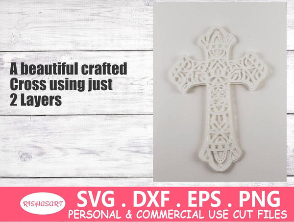 Cross Layered SVG 4 Layer, 3D Mandala Svg Christian Svg-Rishasart