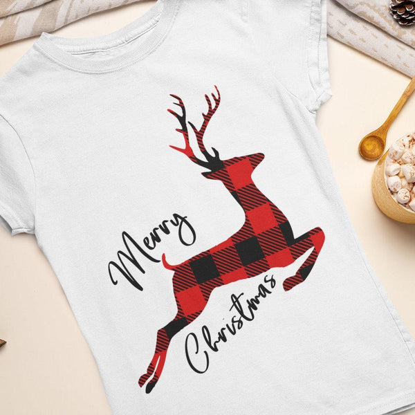 Reindeer SVG - Merry Christmas SVG - Buffalo Plaid SVG files for Cricut-Rishasart