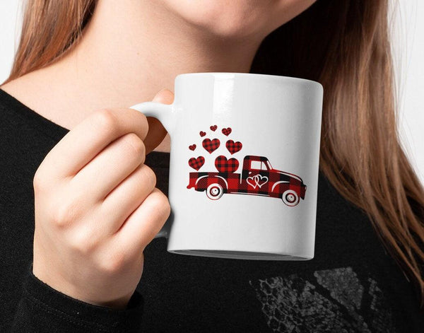 Valentine Truck SVG - Buffalo Plaid SVG - Truck with hearts SVG files for Cricut Projects-Rishasart