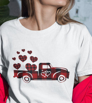 Valentine Truck SVG - Buffalo Plaid SVG - Truck with hearts SVG files for Cricut Projects-Rishasart