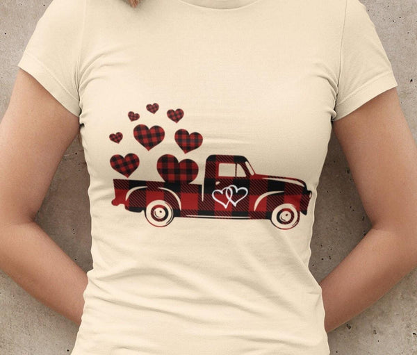 Valentine Truck SVG - Buffalo Plaid SVG - Truck with hearts SVG files for Cricut Projects-Rishasart