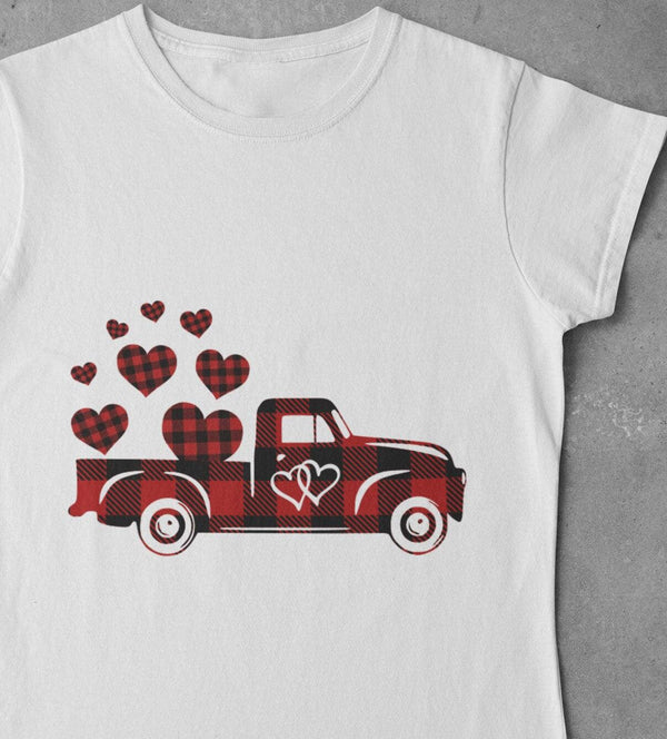 Valentine Truck SVG - Buffalo Plaid SVG - Truck with hearts SVG files for Cricut Projects-Rishasart