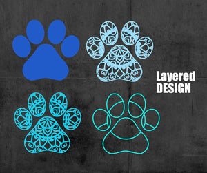 3D Dog Paw Print SVG DXF 4 Layer - Dog Svg-Rishasart