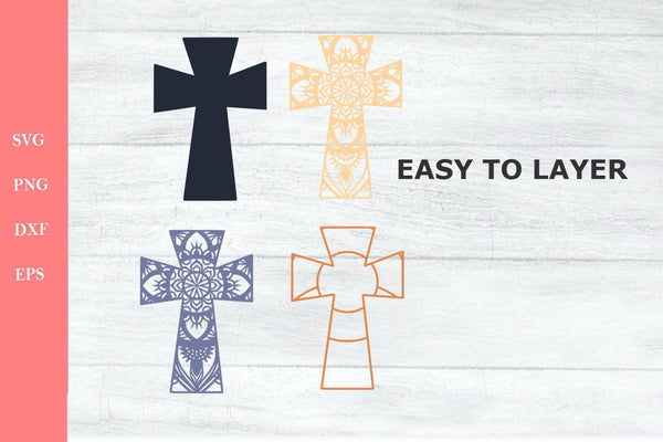 Cross Layered SVG DXF 4 Layers - Faith Cross Svg-Rishasart