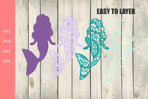 Layered Mermaid Mandala SVG - 3D Mandala Svg 4 Layers - 3D Layered Svg files for Cricut-Rishasart