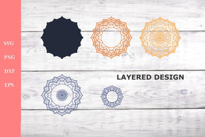 3D Flower Mandala SVG DXF - 3D Mandala Svg - Layered Laser Cut Svg files for Cricut-Rishasart