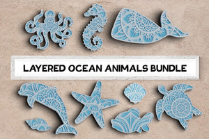 3D Sea Animals SVG DXF 4 Layers - Sea Turtle Svg-Rishasart