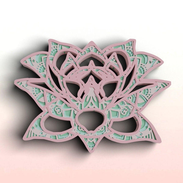 3D Lotus SVG DXF Files - 3D Mandala Svg-Rishasart