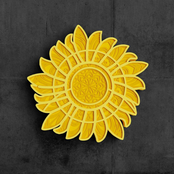 3D Sunflower SVG DXF Files 4,5 Layers-Rishasart