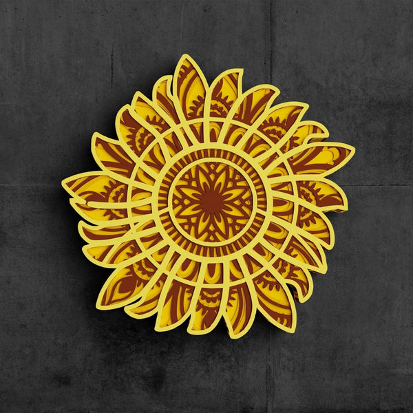 3D Sunflower SVG DXF Files 4,5 Layers-Rishasart