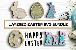 3D Easter SVG Layered Bundle  - 3D Mandala Svg-Rishasart