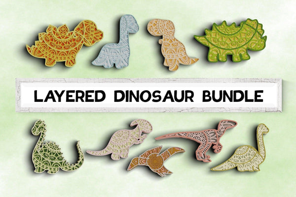 3D Dinosaur SVG DXF Bundle-Rishasart