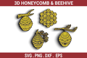 3D Honeycomb SVG DXF Bundle - Beehive Svg-Rishasart