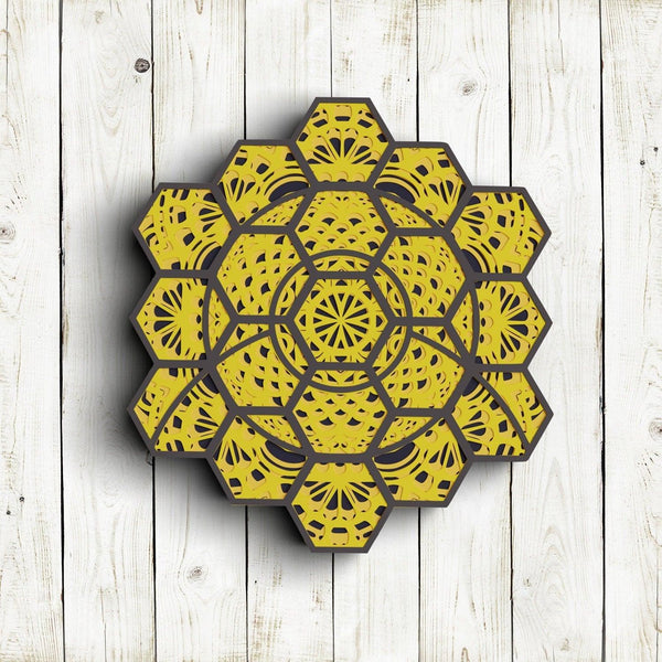 3D Honeycomb SVG DXF Bundle - Beehive Svg-Rishasart