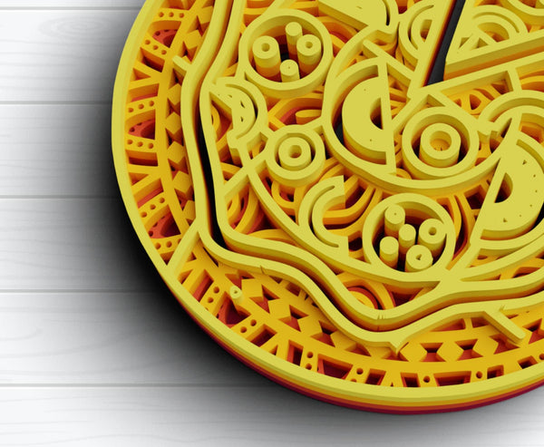 Multilayer Pizza SVG - Pizza cut file - 3D layer - Plywood cutting - Paper cutting - SVG file - 3D Mandala SVG-Rishasart