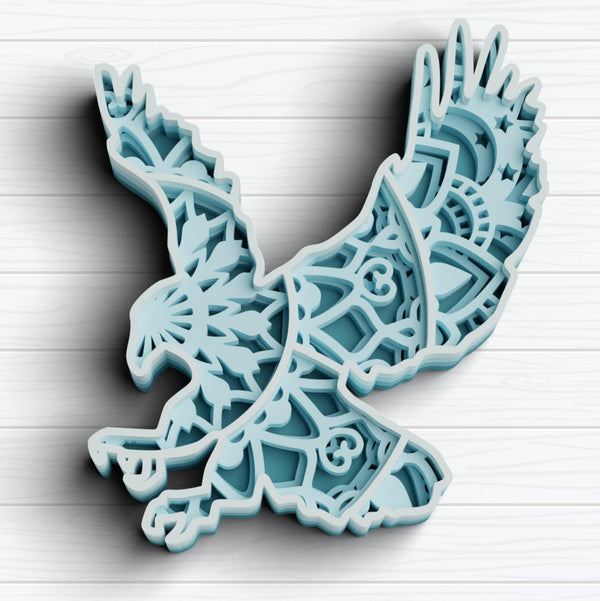 3D Eagle SVG DXF 4 Layers - 3D layer Mandala Svg-Rishasart