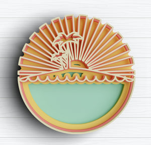 3D Beach SVG DXF file - 3D Layer Summer Svg-Rishasart