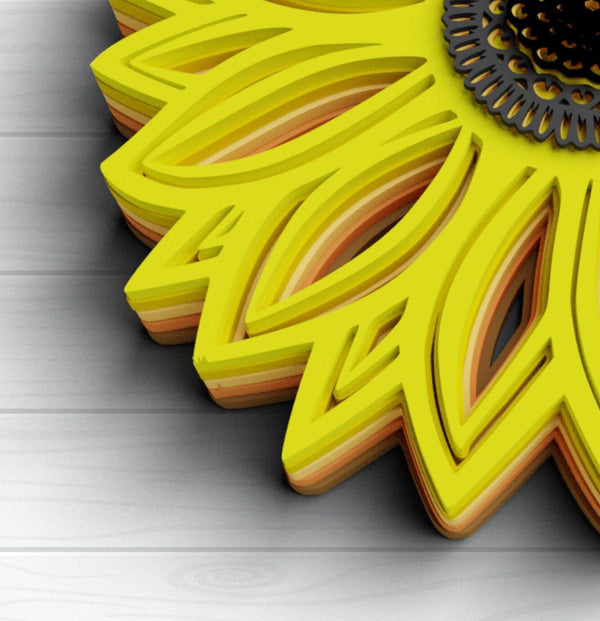 3D Sunflower SVG DXF 9 Layers - 3D Mandala Svg-Rishasart