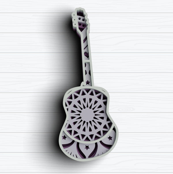 3D Guitar SVG DXF files - 3D Mandala Svg-Rishasart