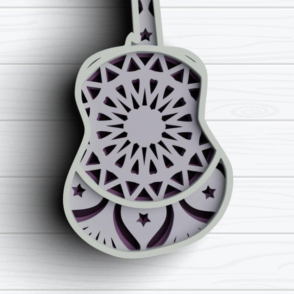 3D Guitar SVG DXF files - 3D Mandala Svg-Rishasart