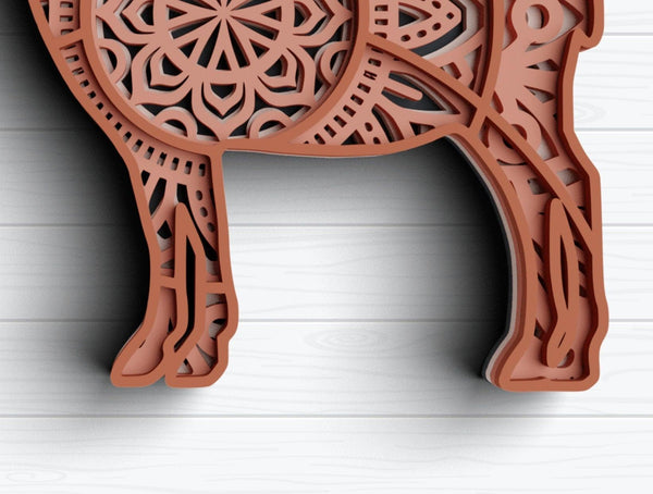 3D Goat SVG DXF 4 Layer - 3D Mandala Svg Animal Svg-Rishasart