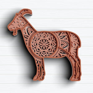 3D Goat SVG DXF 4 Layer - 3D Mandala Svg Animal Svg-Rishasart