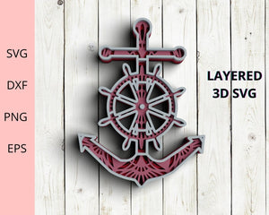 3D Anchor SVG DXF - 3D Mandala Svg - Cruise Svg-Rishasart