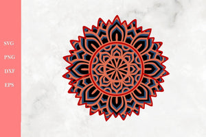 3D Flower Mandala SVG - 3D Mandala Svg - Layered Flower Svg files for Cricut-Rishasart