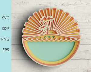 3D Beach SVG DXF file - 3D Layer Summer Svg-Rishasart