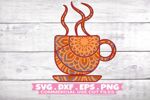 3D Coffee Mug SVG DXF 4 Layer - Tea Cup Svg-Rishasart