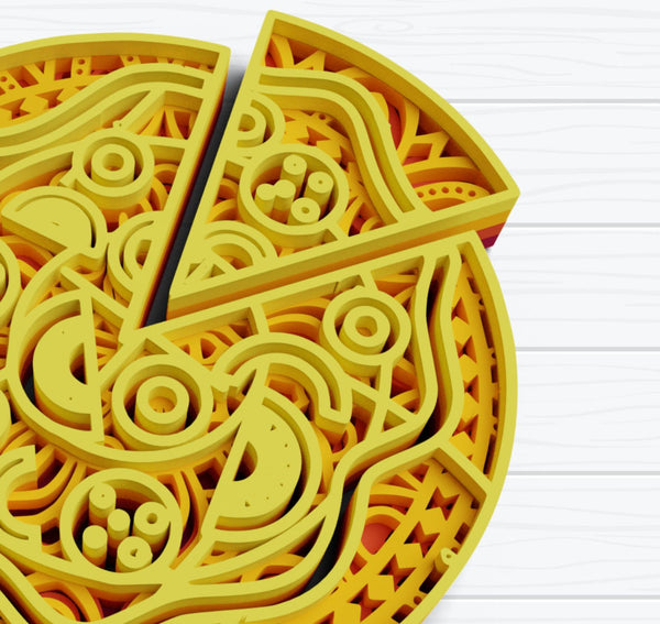 Multilayer Pizza SVG - Pizza cut file - 3D layer - Plywood cutting - Paper cutting - SVG file - 3D Mandala SVG-Rishasart