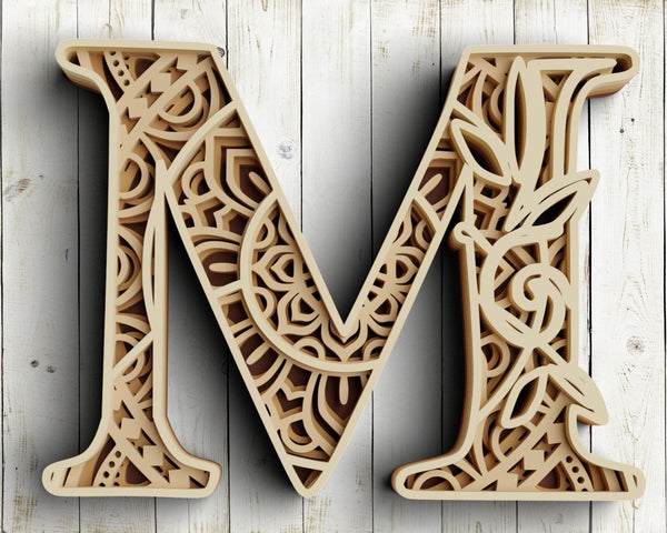 A - Z Layered Floral Alphabet SVG DXF Bundle-Rishasart