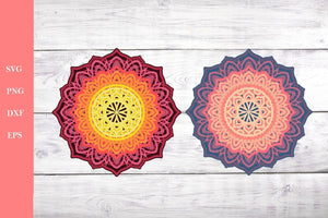 Layered Flower Mandala SVG 7 Layers - 3D Layered Svg - 3D Mandala Svg files for Cricut-Rishasart