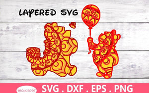 3D Bear SVG DXF  - Kids Svg 3D Mandala Svg-Rishasart