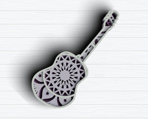 3D Guitar SVG DXF files - 3D Mandala Svg-Rishasart