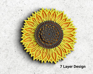 Sunflower SVG 7 Layer 3D Mandala SVG PNG Flower Mandala Svg Floral Svg 3D Flower Svg *Instant Download*-Rishasart