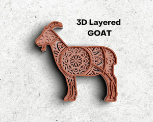 3D Goat SVG DXF 4 Layer - 3D Mandala Svg Animal Svg-Rishasart