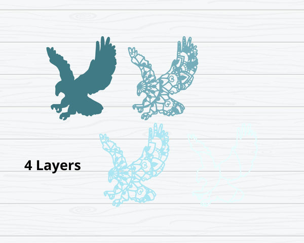 3D Eagle SVG DXF 4 Layers - 3D layer Mandala Svg-Rishasart