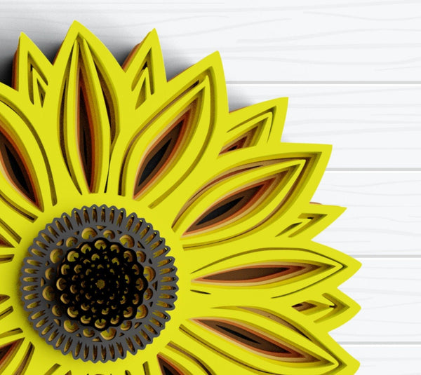 3D Sunflower SVG DXF 9 Layers - 3D Mandala Svg-Rishasart