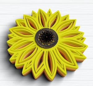 3D Sunflower SVG DXF 9 Layers - 3D Mandala Svg-Rishasart