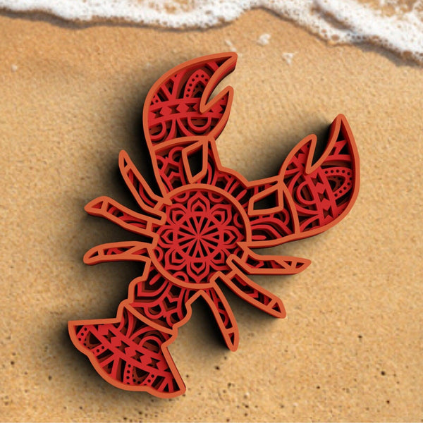 3D Lobster SVG DXF 4 Layers - Sea Animals Svg 3D Mandala Svg-Rishasart