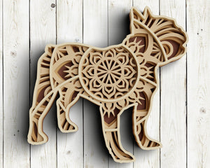 3D French Bull Dog Mandala SVG DXF-Rishasart