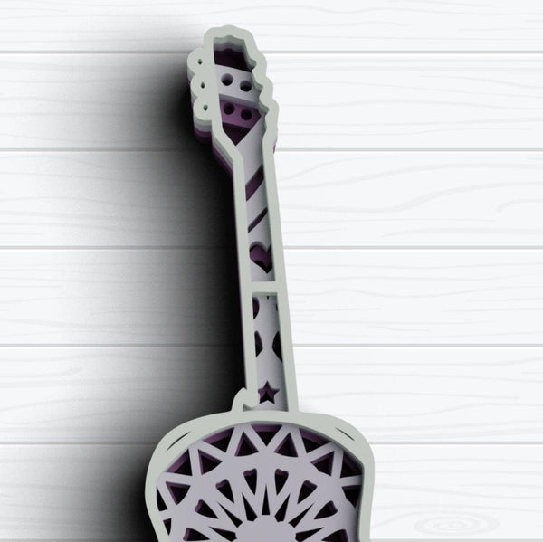 3D Guitar SVG DXF files - 3D Mandala Svg-Rishasart